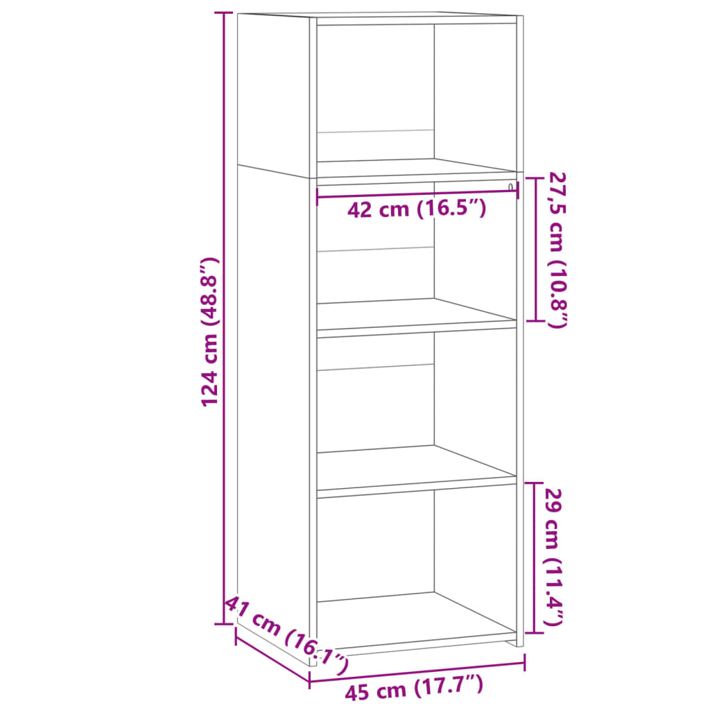 Visoka komoda boja dimljenog hrasta 45x41x124 cm