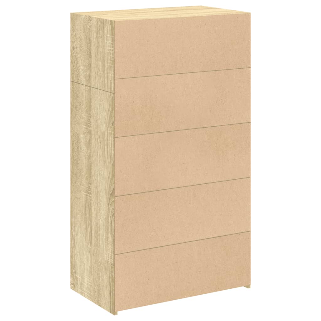 Visoka komoda boje hrasta 70 x 41 x 124 cm konstruirano drvo