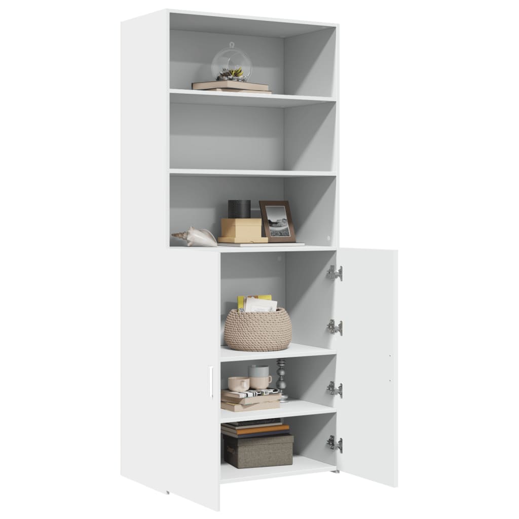 Visoka komoda bijela 80 x 42,5 x 185 cm od konstruiranog drva