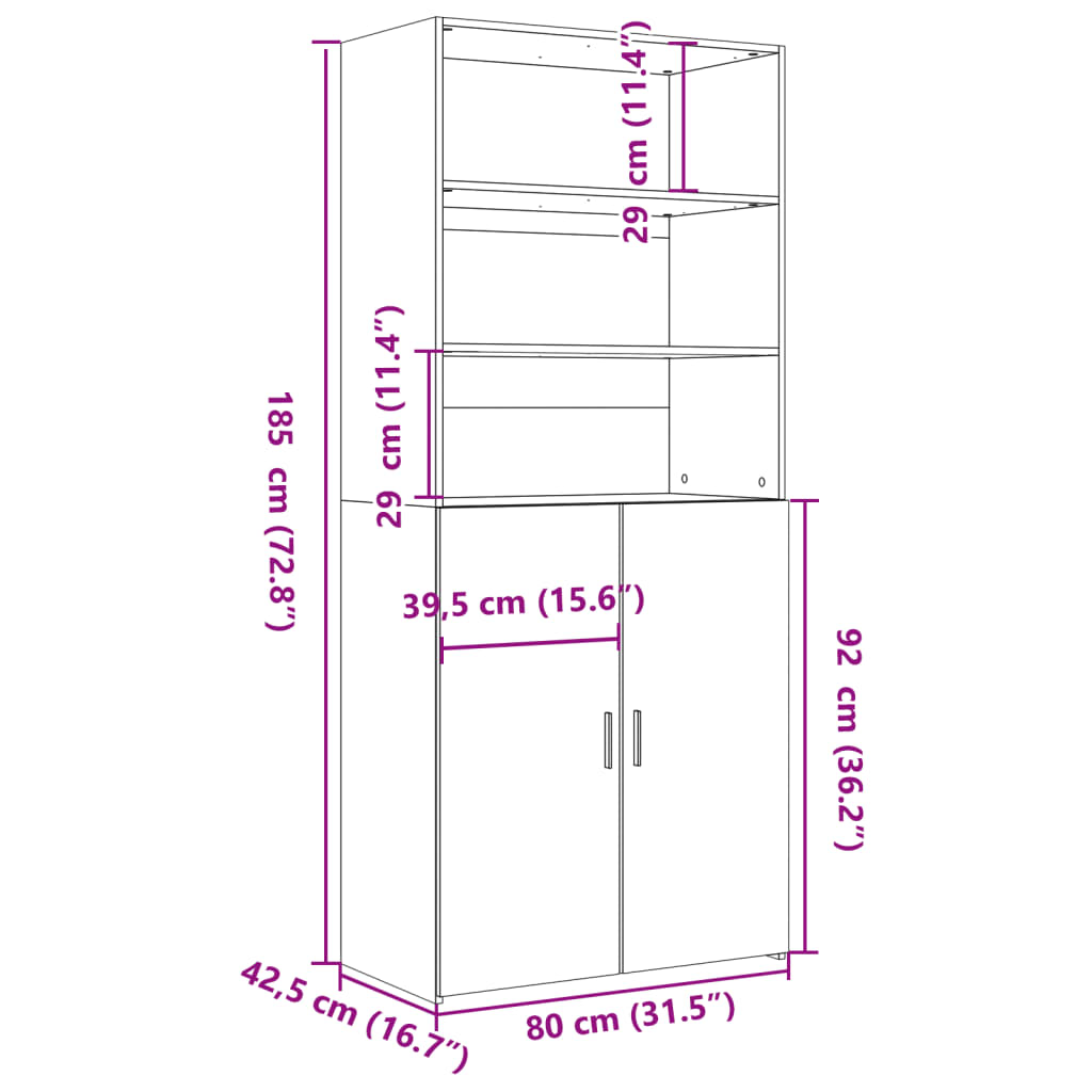 Visoka komoda bijela 80 x 42,5 x 185 cm od konstruiranog drva