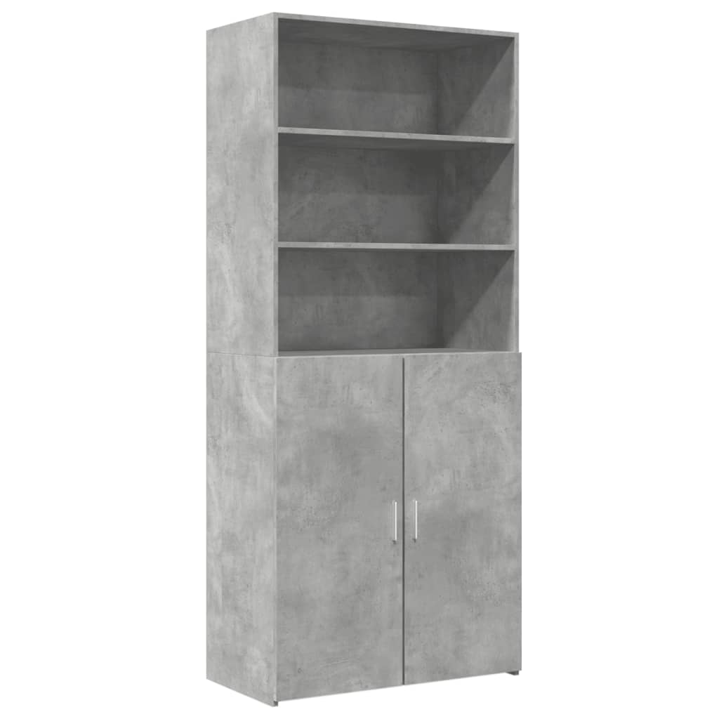 Visoka komoda siva boja betona 80 x 42,5 x 185 cm drvena