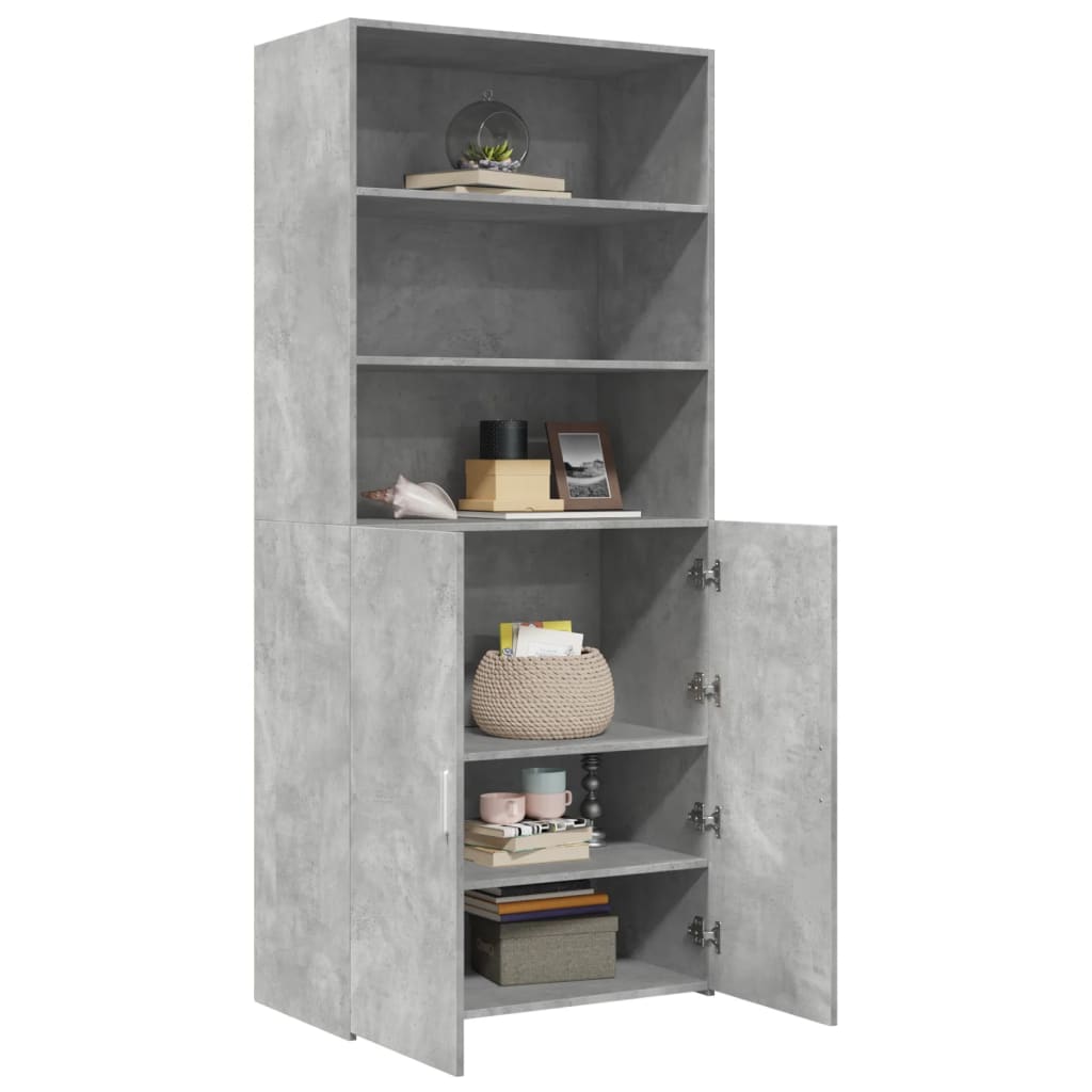 Visoka komoda siva boja betona 80 x 42,5 x 185 cm drvena