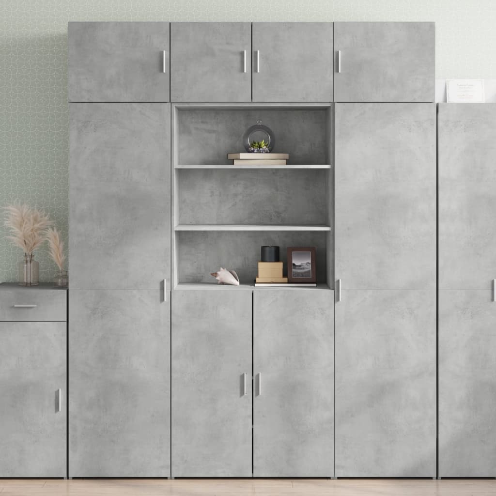 Visoka komoda siva boja betona 80 x 42,5 x 185 cm drvena