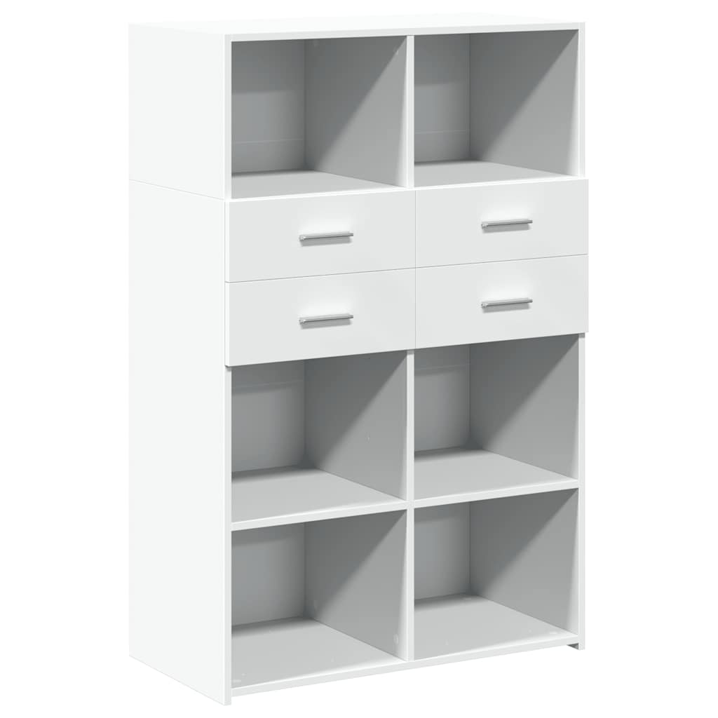 Visoka komoda bijela 80 x 42,5 x 124 cm konstruirano drvo