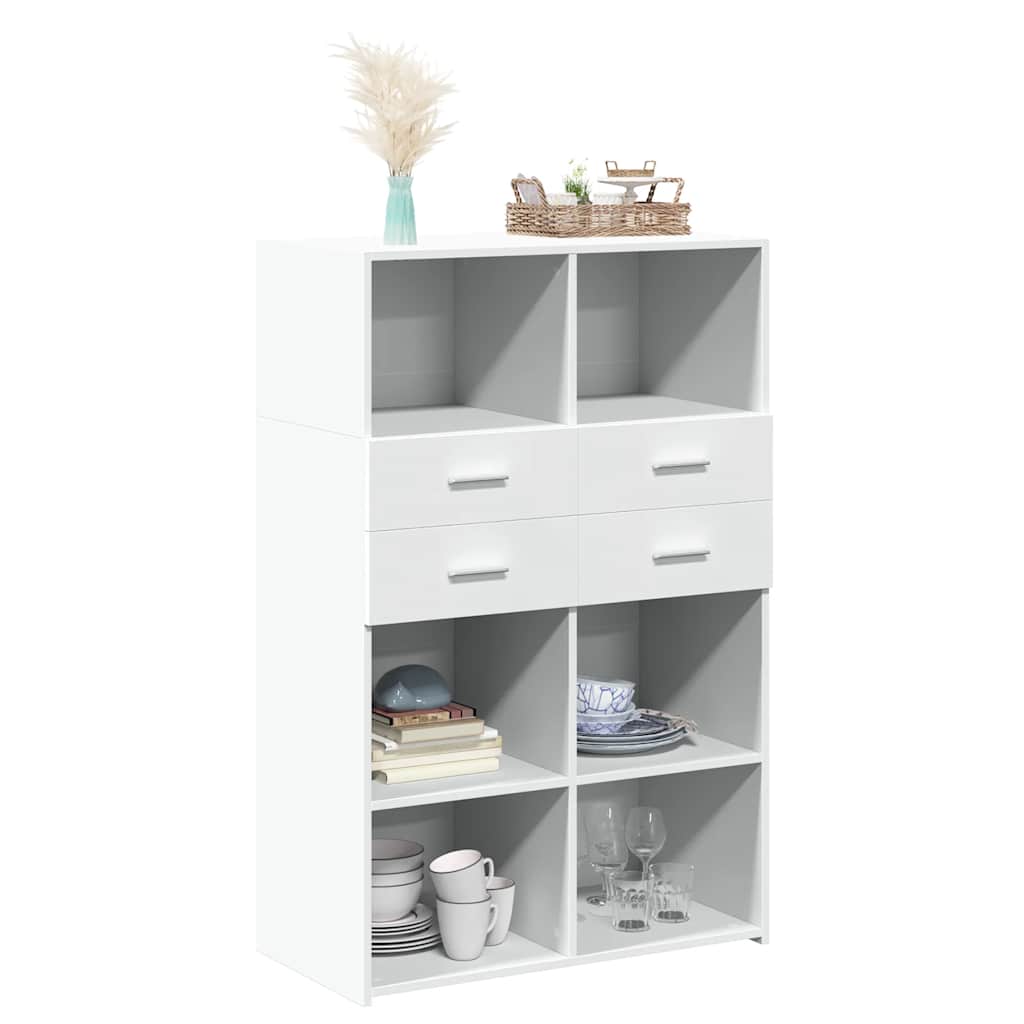 Visoka komoda bijela 80 x 42,5 x 124 cm konstruirano drvo
