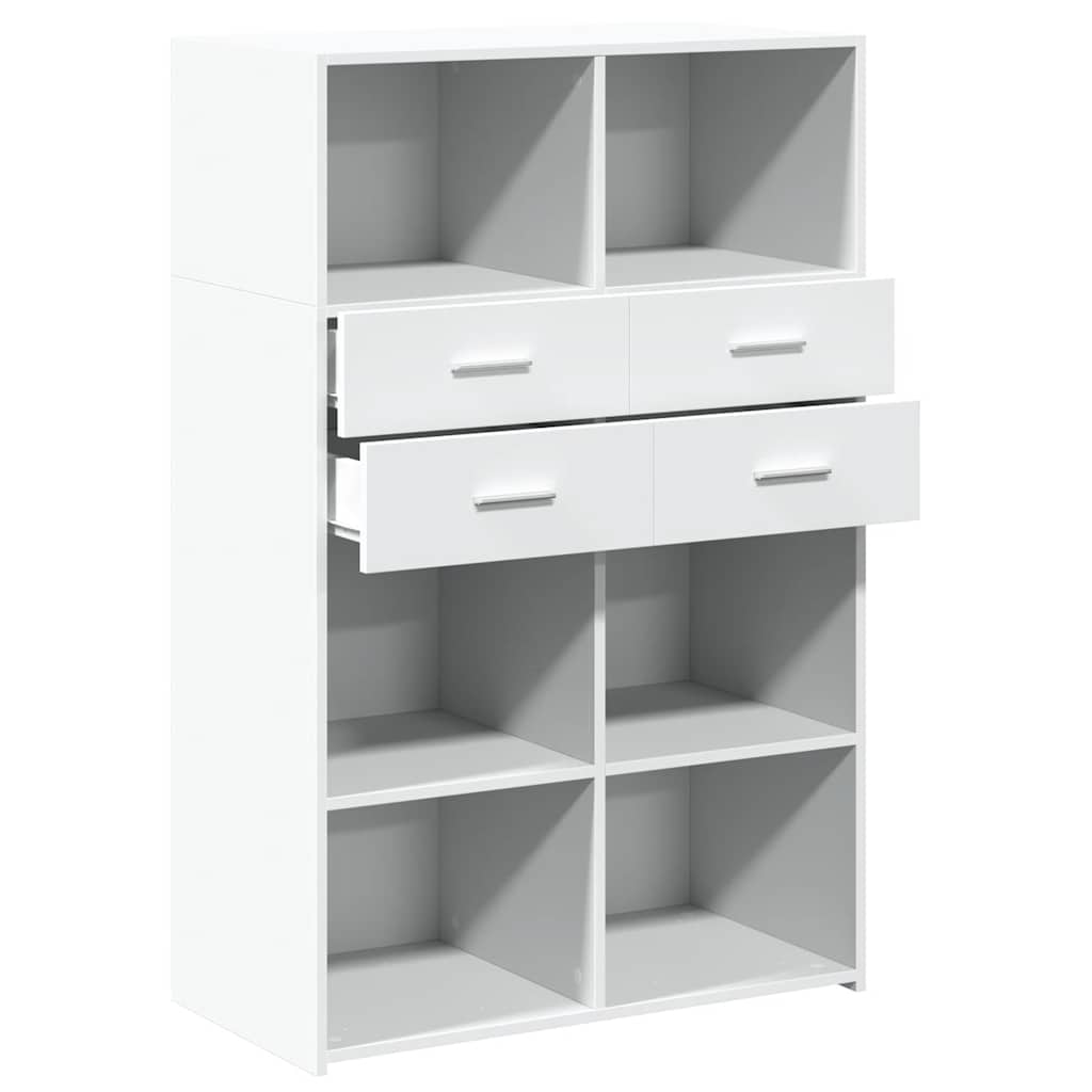 Visoka komoda bijela 80 x 42,5 x 124 cm konstruirano drvo