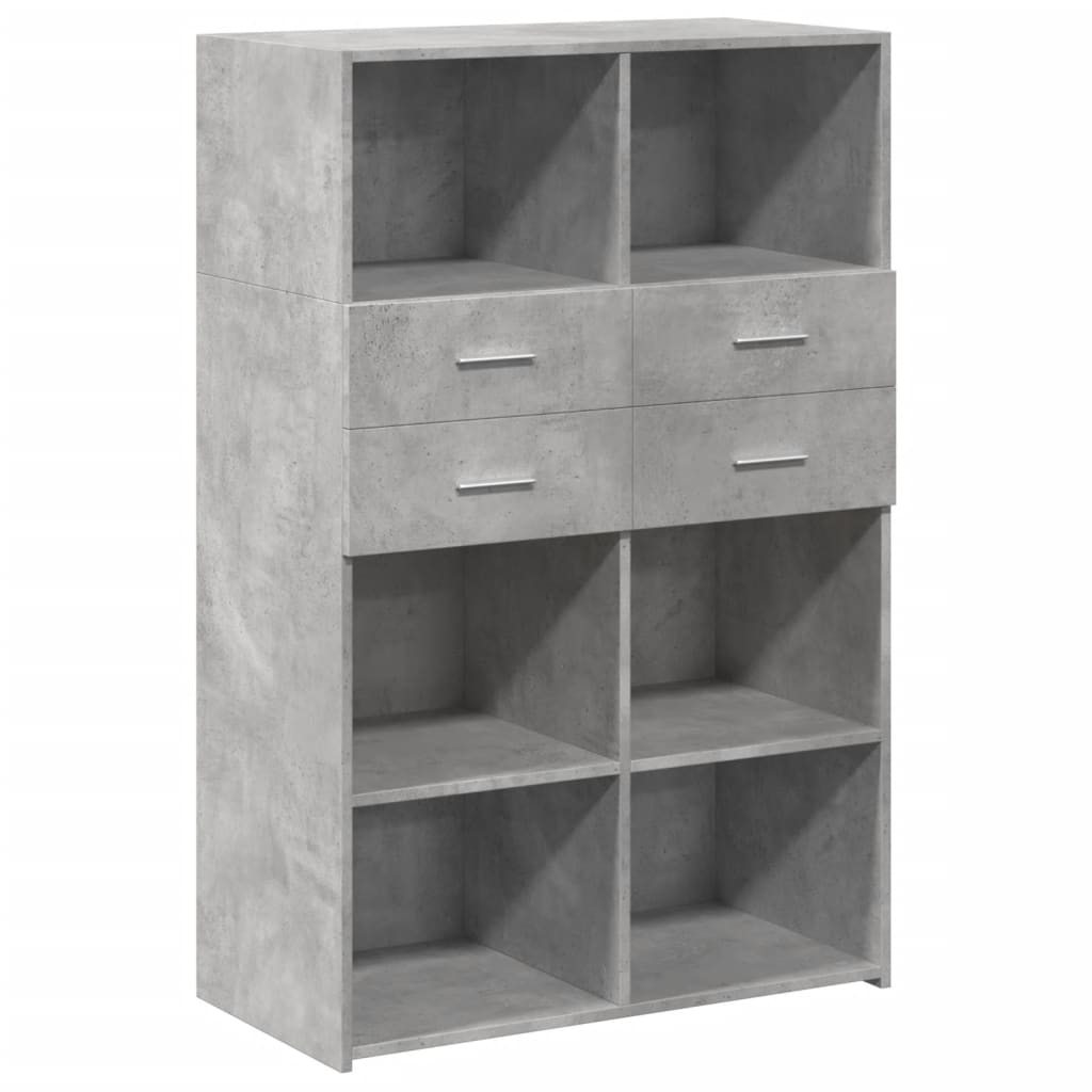 Visoka komoda siva boja betona 80x42,5x124 cm konstruirano drvo