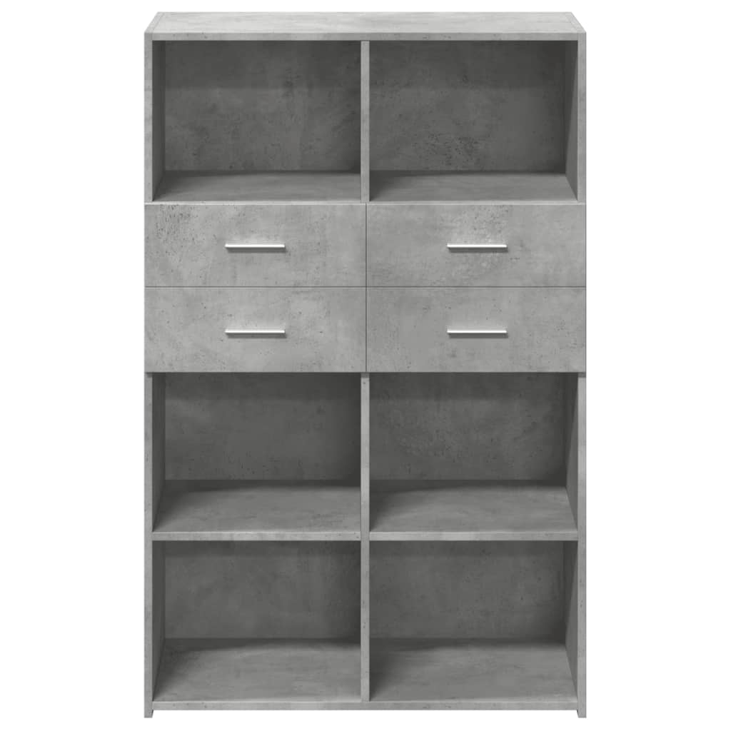 Visoka komoda siva boja betona 80x42,5x124 cm konstruirano drvo