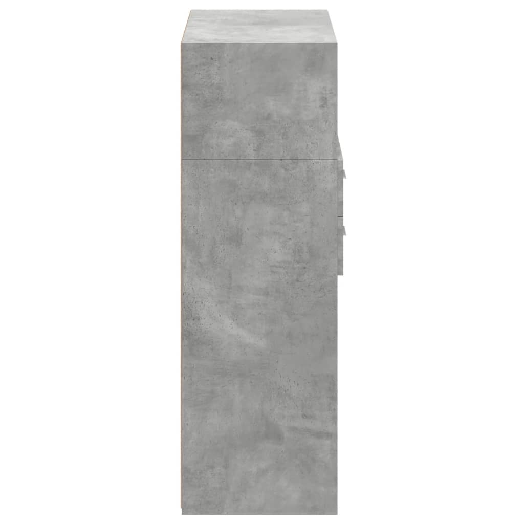 Visoka komoda siva boja betona 80x42,5x124 cm konstruirano drvo