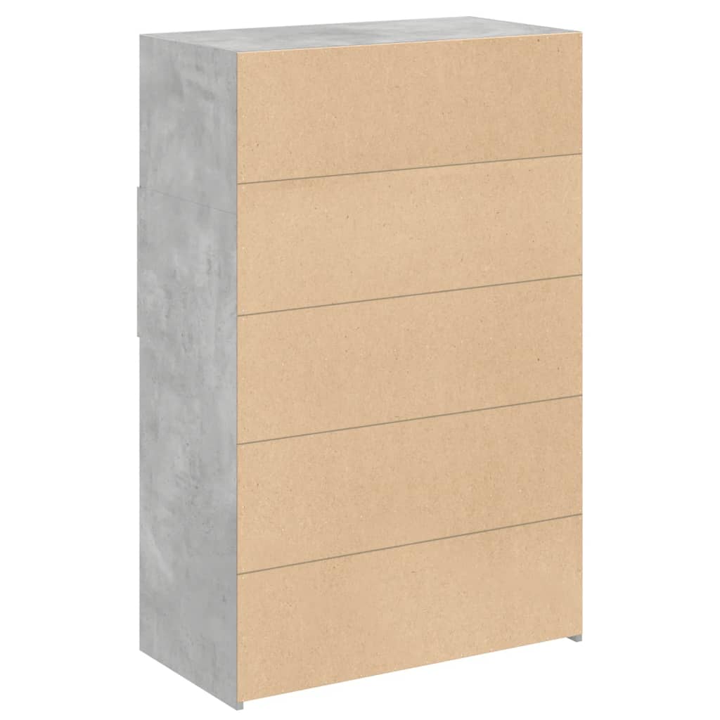 Visoka komoda siva boja betona 80x42,5x124 cm konstruirano drvo