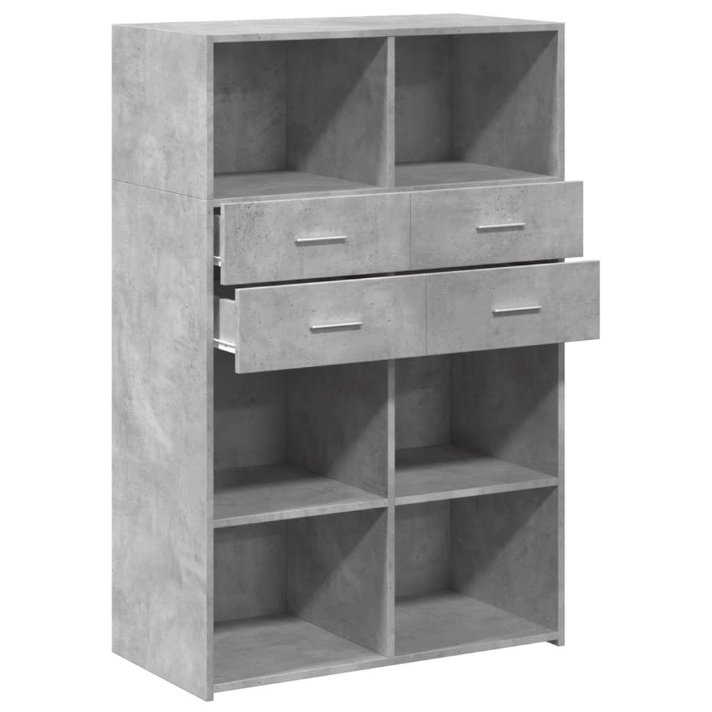 Visoka komoda siva boja betona 80x42,5x124 cm konstruirano drvo