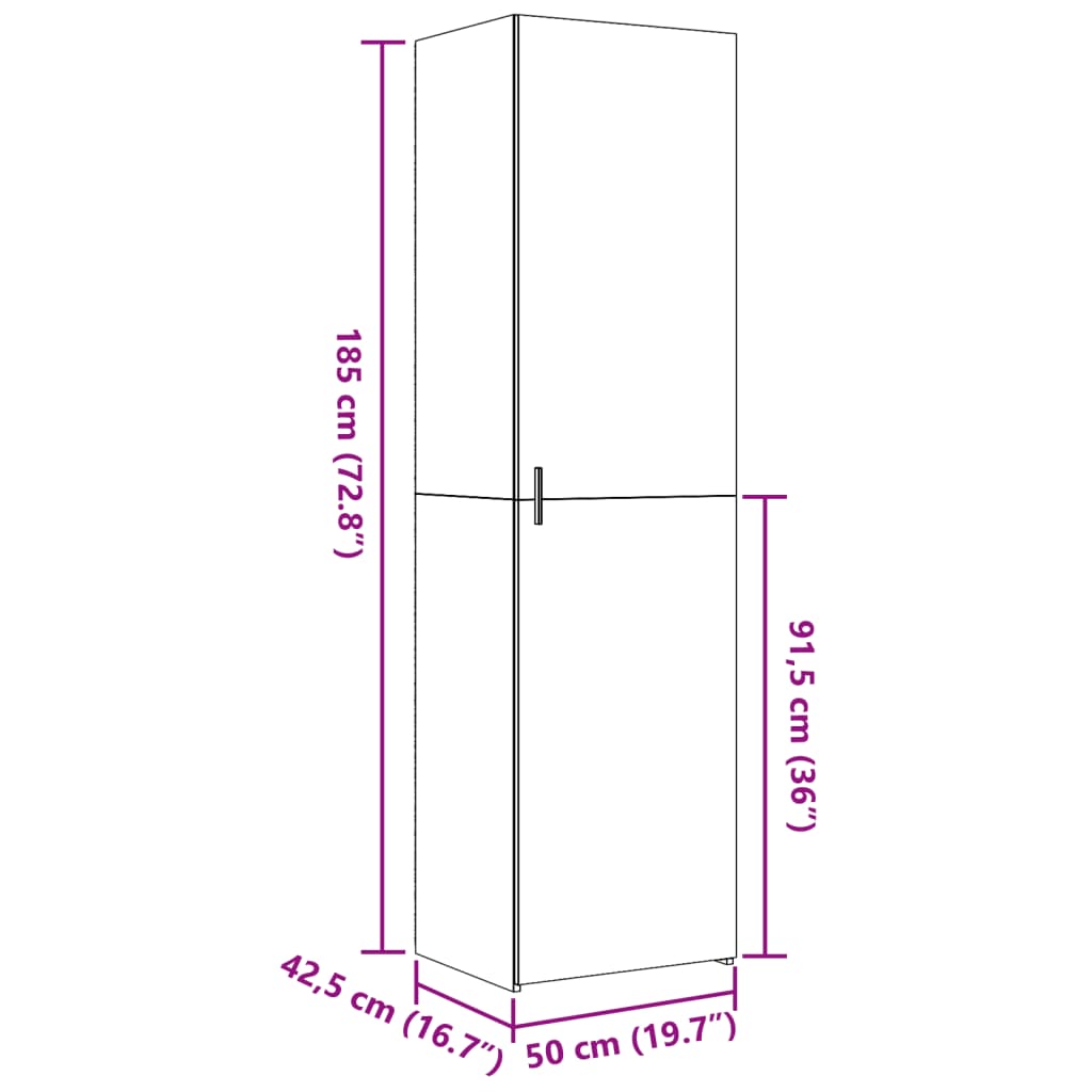 Visoka komoda boja hrasta 50x42,5x185 cm od konstruiranog drva