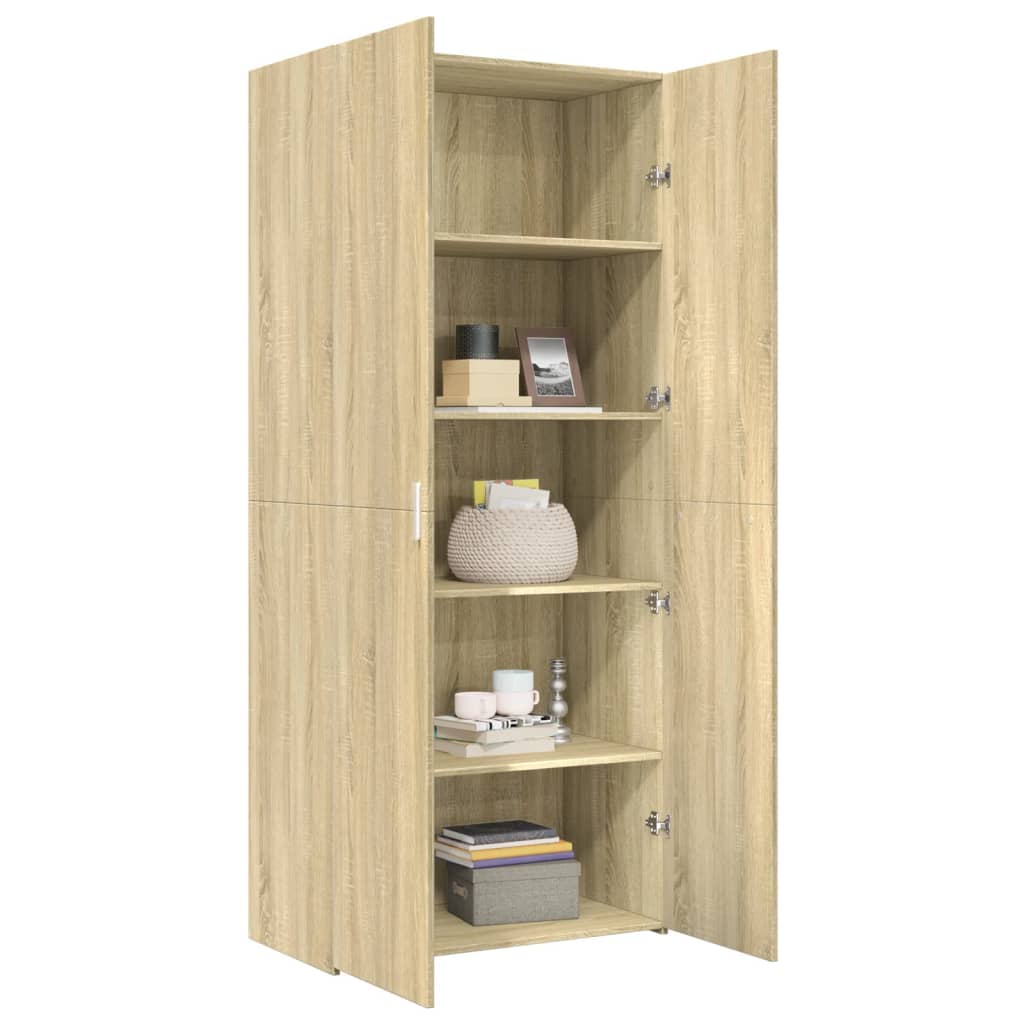 Visoka komoda boja hrasta sonome 80 x 42,5 x 185 cm drvena