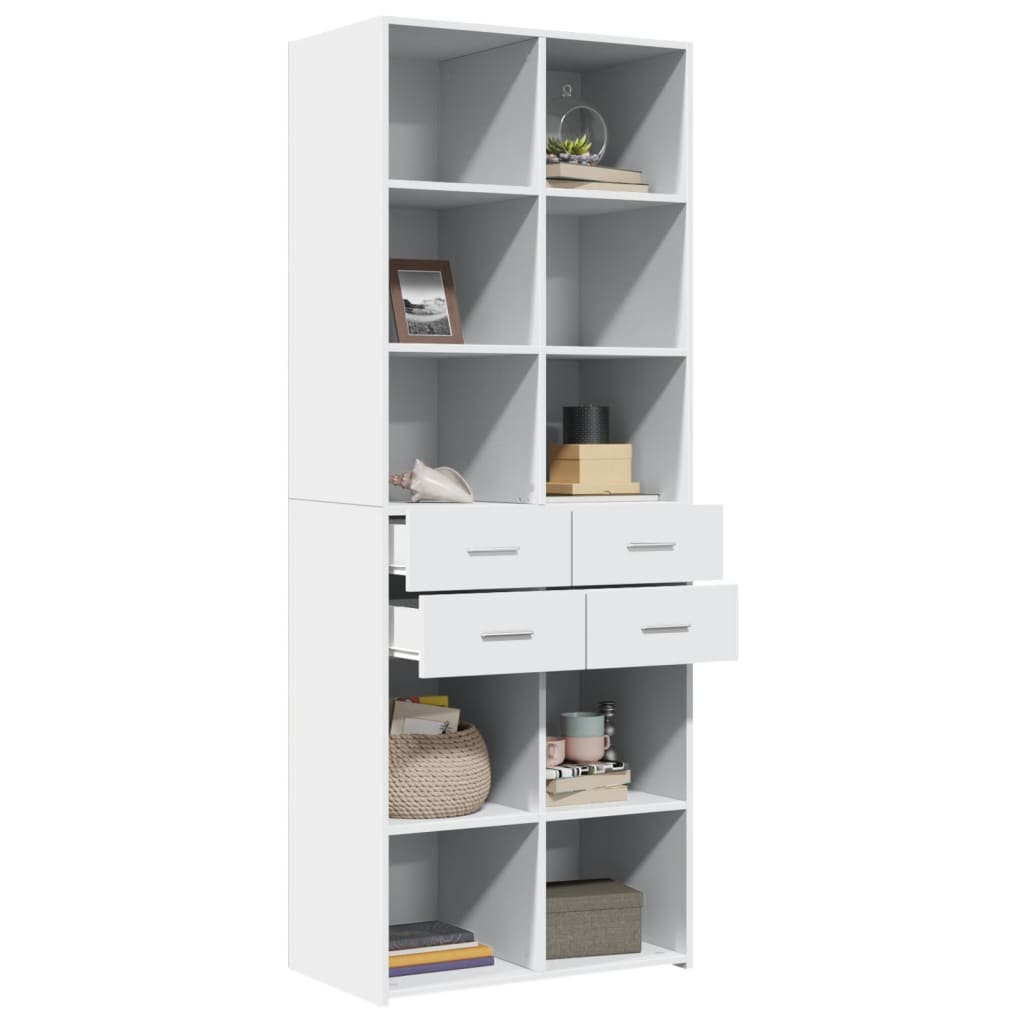 Visoka komoda bijela 70 x 42,5 x 185 cm od konstruiranog drva