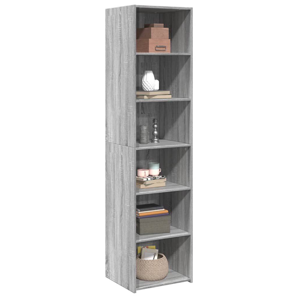Visoka komoda siva boja hrasta 45x41x185 cm konstruirano drvo