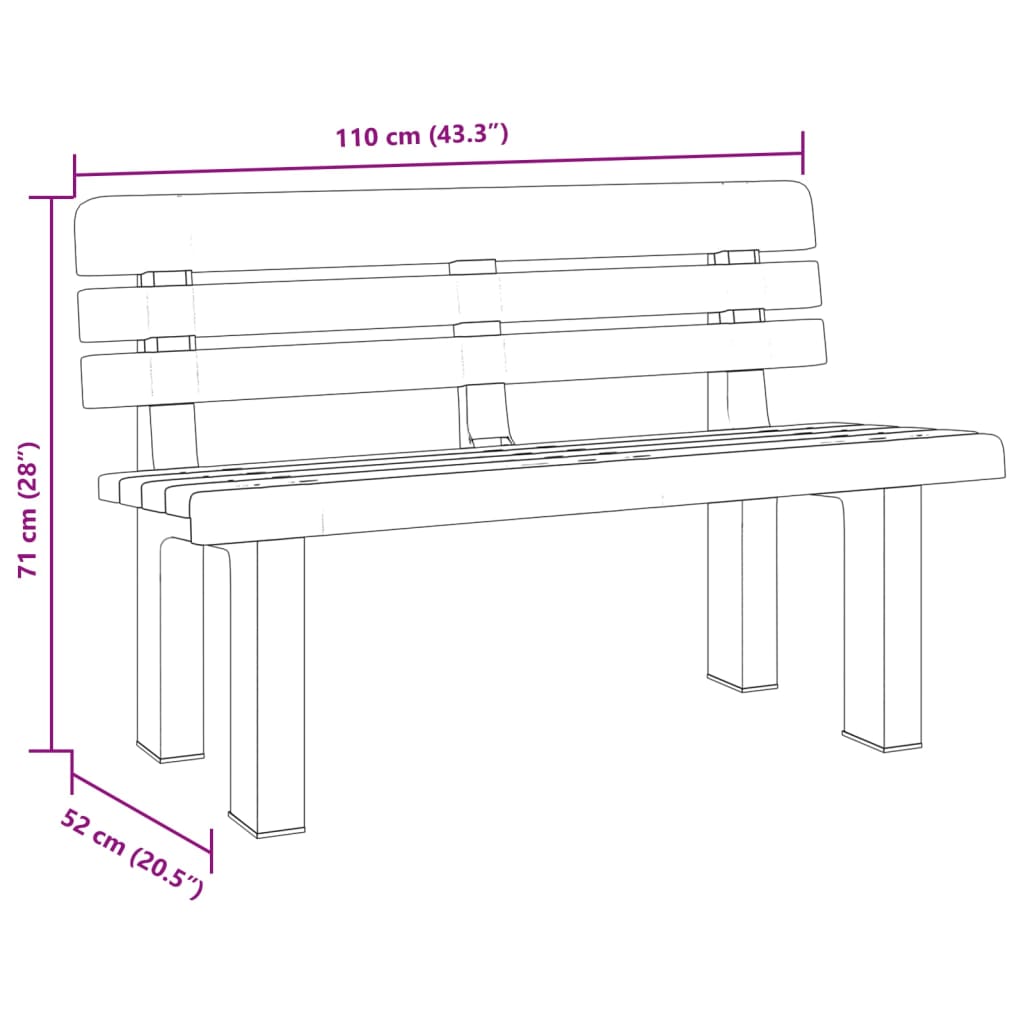 Vrtna klupa antracit 110 x 52 x 71 cm od polipropilena