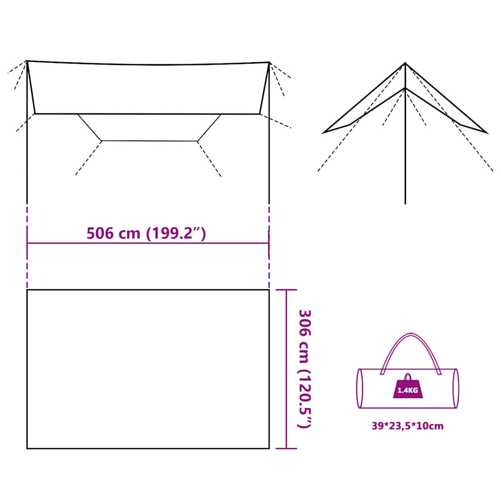 Cerada za kampiranje maskirna 506x306 cm vodootporna