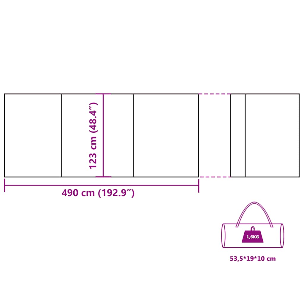 Vjetrobran za kampiranje zeleni 490x123 cm vodootporni