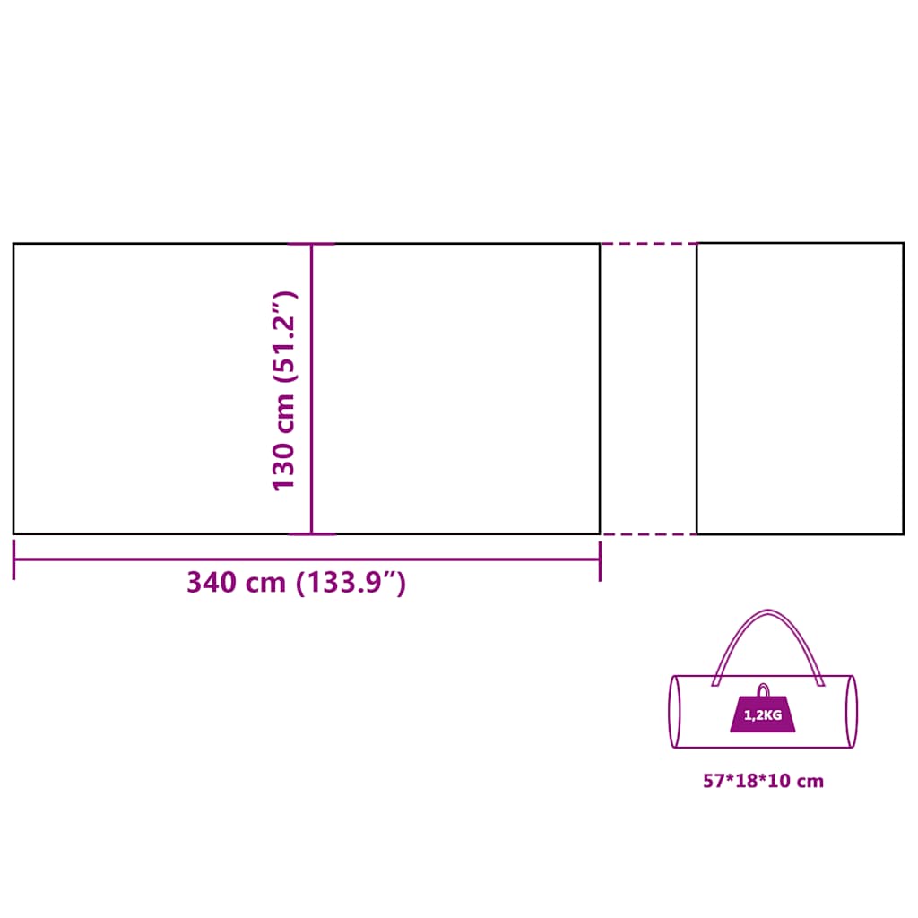 Vjetrobran za kampiranje plavo 340x130 cm vodootporni