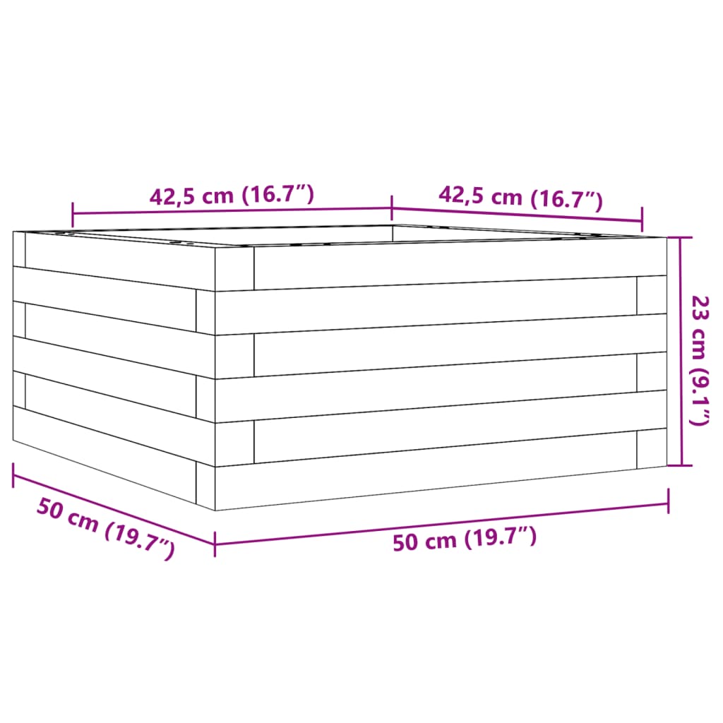 Vrtna sadilica 50 x 50 x 23 cm od masivne borovine