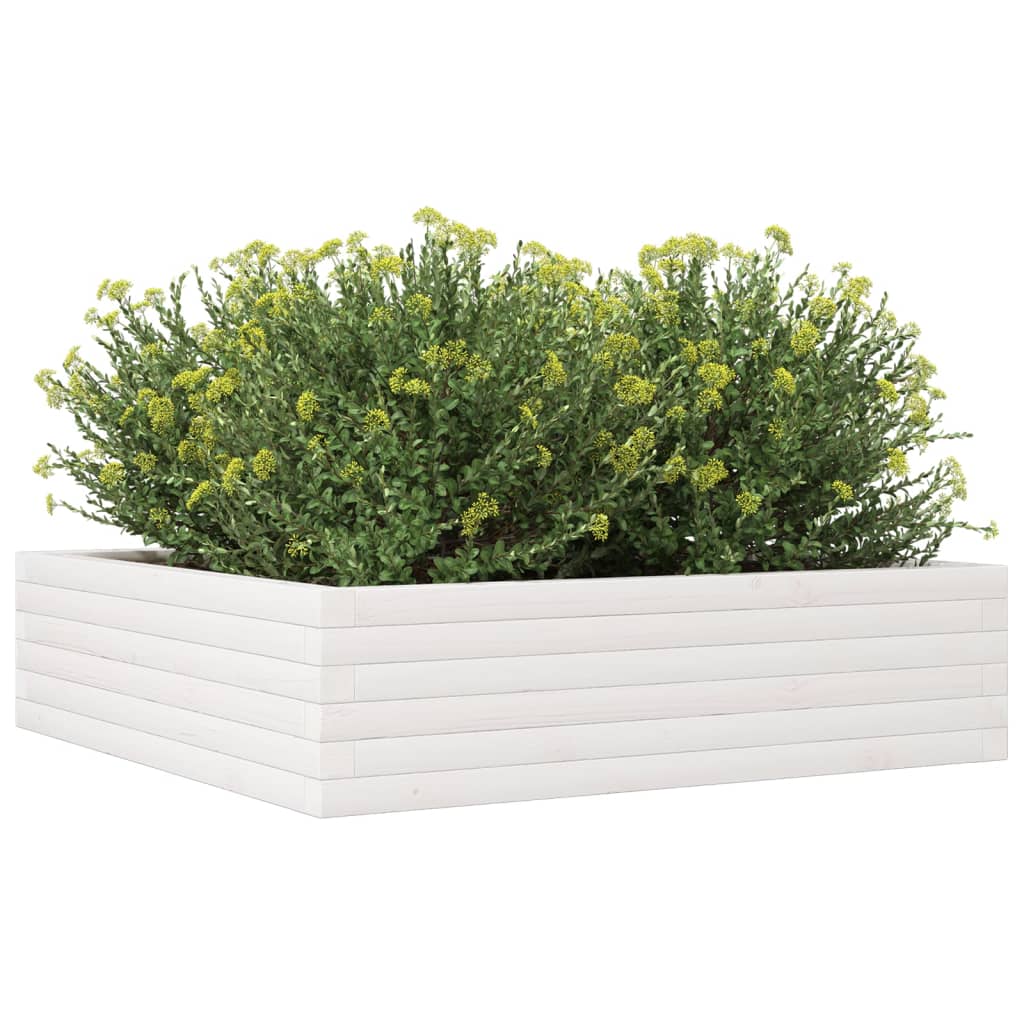 Vrtna sadilica bijela 90 x 90 x 23 cm od masivne borovine