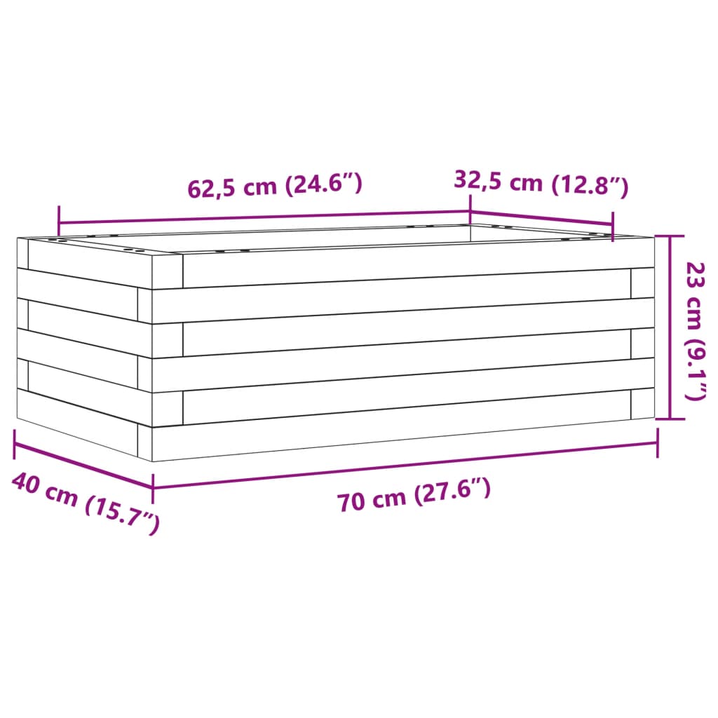Vrtna sadilica bijela 70x40x23 cm od masivne borovine