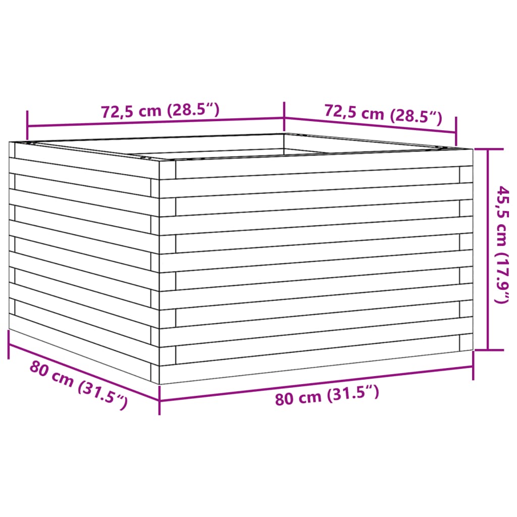 Vrtna sadilica voštano smeđe boje 80x80x45,5 cm od borovine