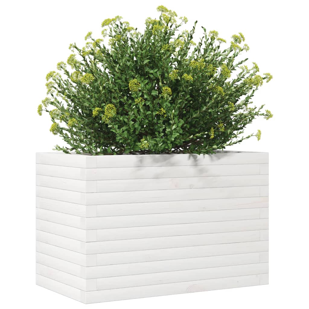 Vrtna sadilica bijela 70x40x45,5 cm od masivne borovine