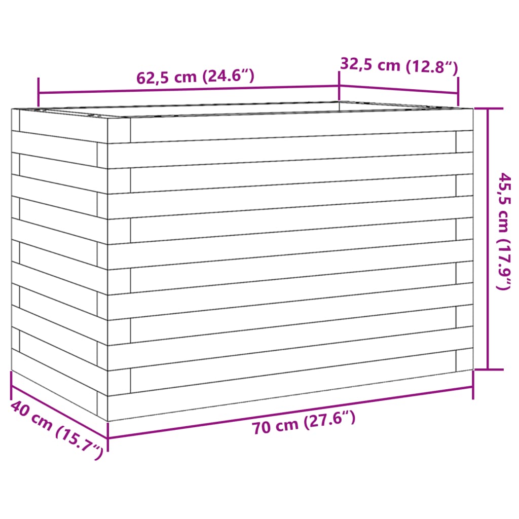 Vrtna sadilica bijela 70x40x45,5 cm od masivne borovine