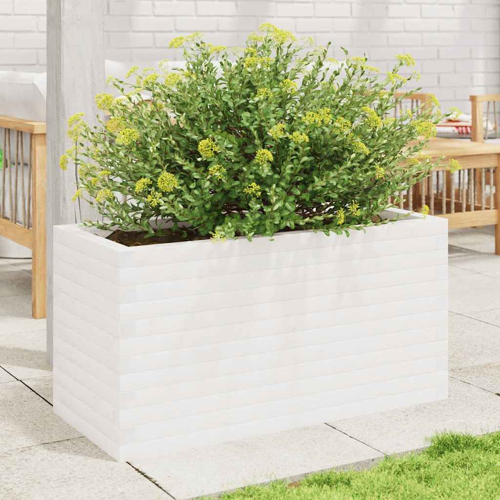 Vrtna sadilica bijela 90x40x45,5 cm od masivne borovine