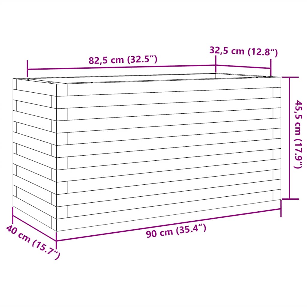 Vrtna sadilica bijela 90x40x45,5 cm od masivne borovine
