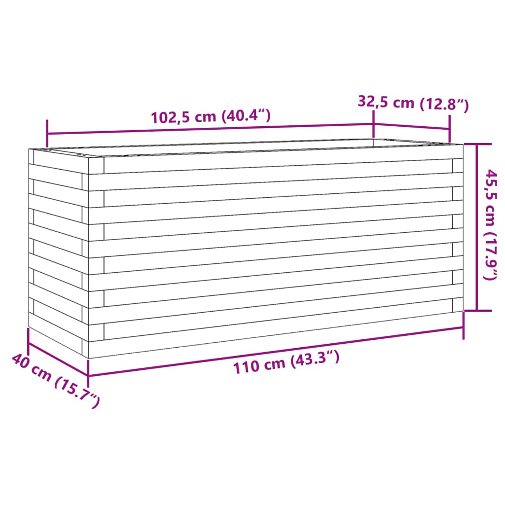 Vrtna sadilica voštano smeđa 110x40x45,5 cm masivna borovina