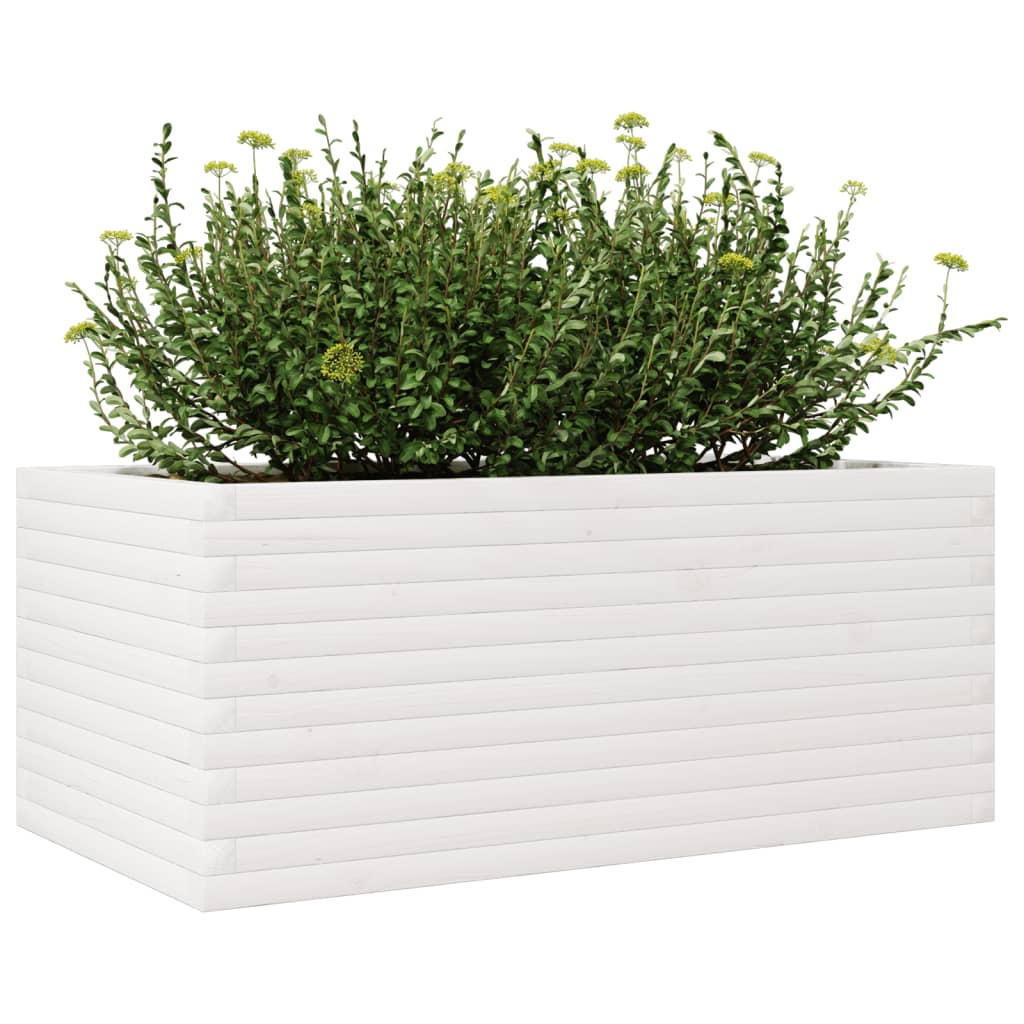 Vrtna sadilica bijela 110x60x45,5 cm od masivne borovine