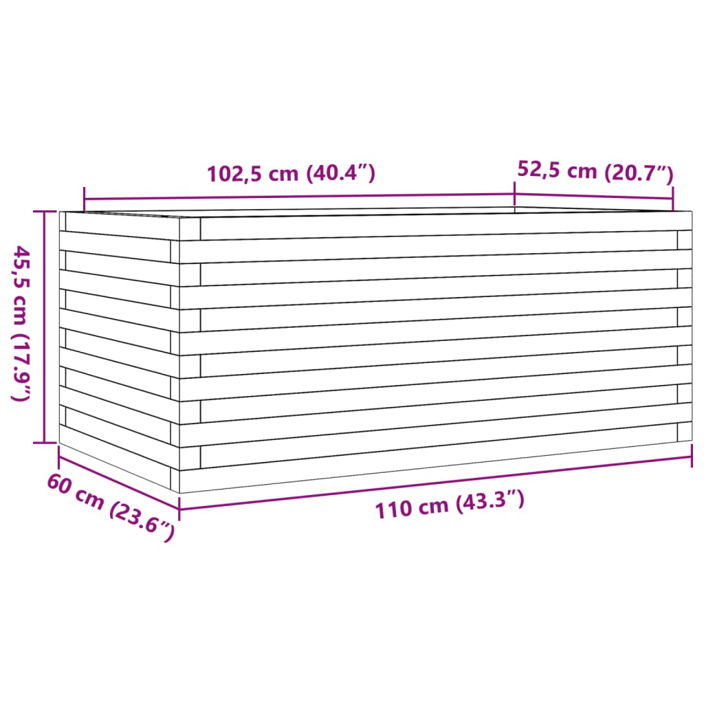 Vrtna sadilica voštano smeđe boje 110x60x45,5 cm od borovine