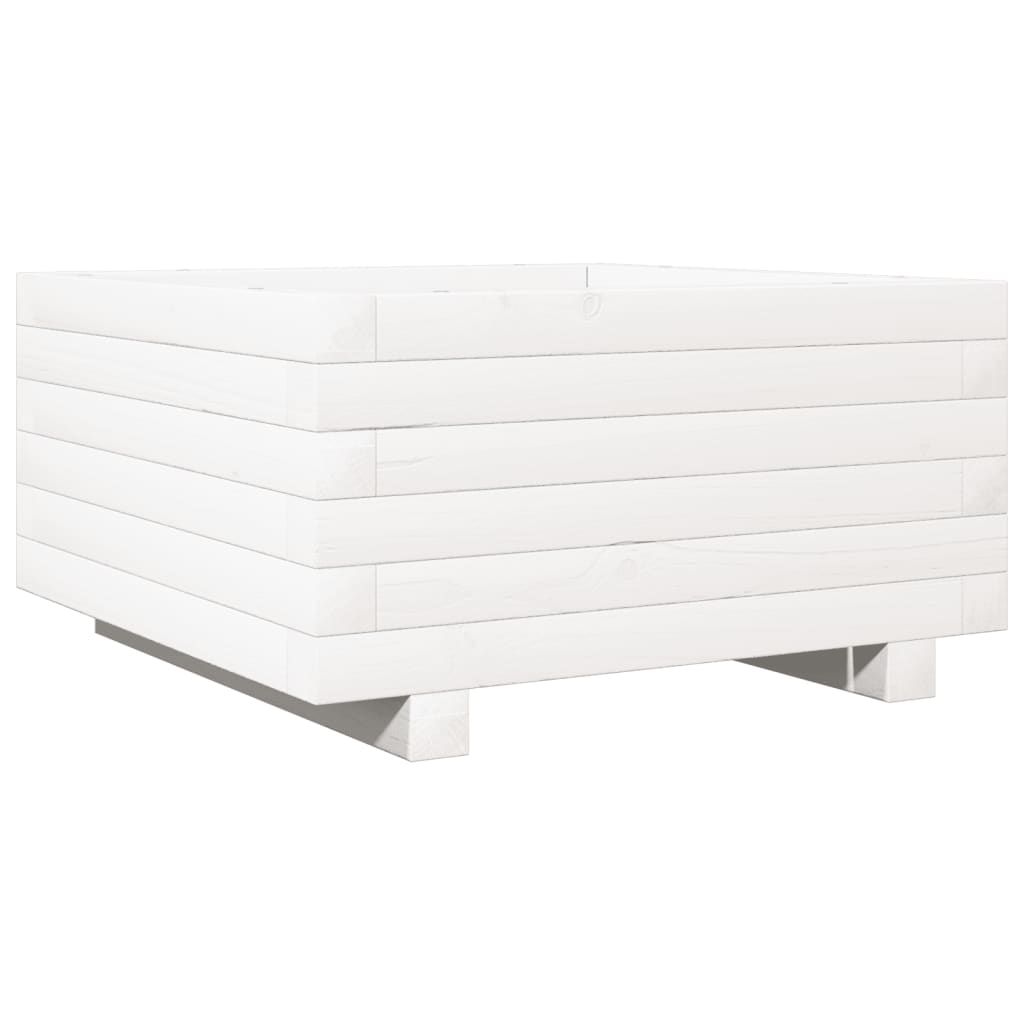 Vrtna sadilica bijela 50x50x26,5 cm od masivne borovine