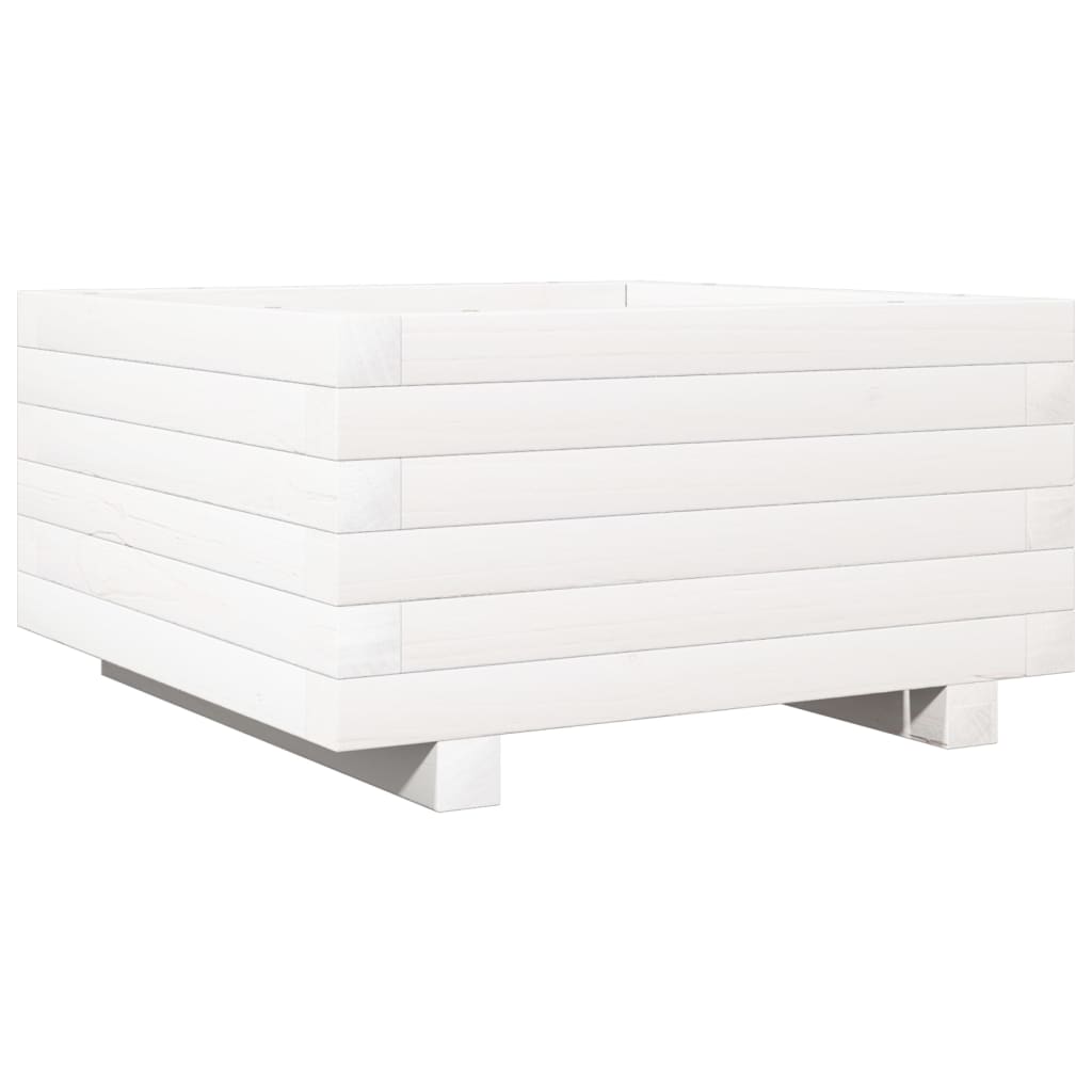 Vrtna sadilica bijela 50x50x26,5 cm od masivne borovine