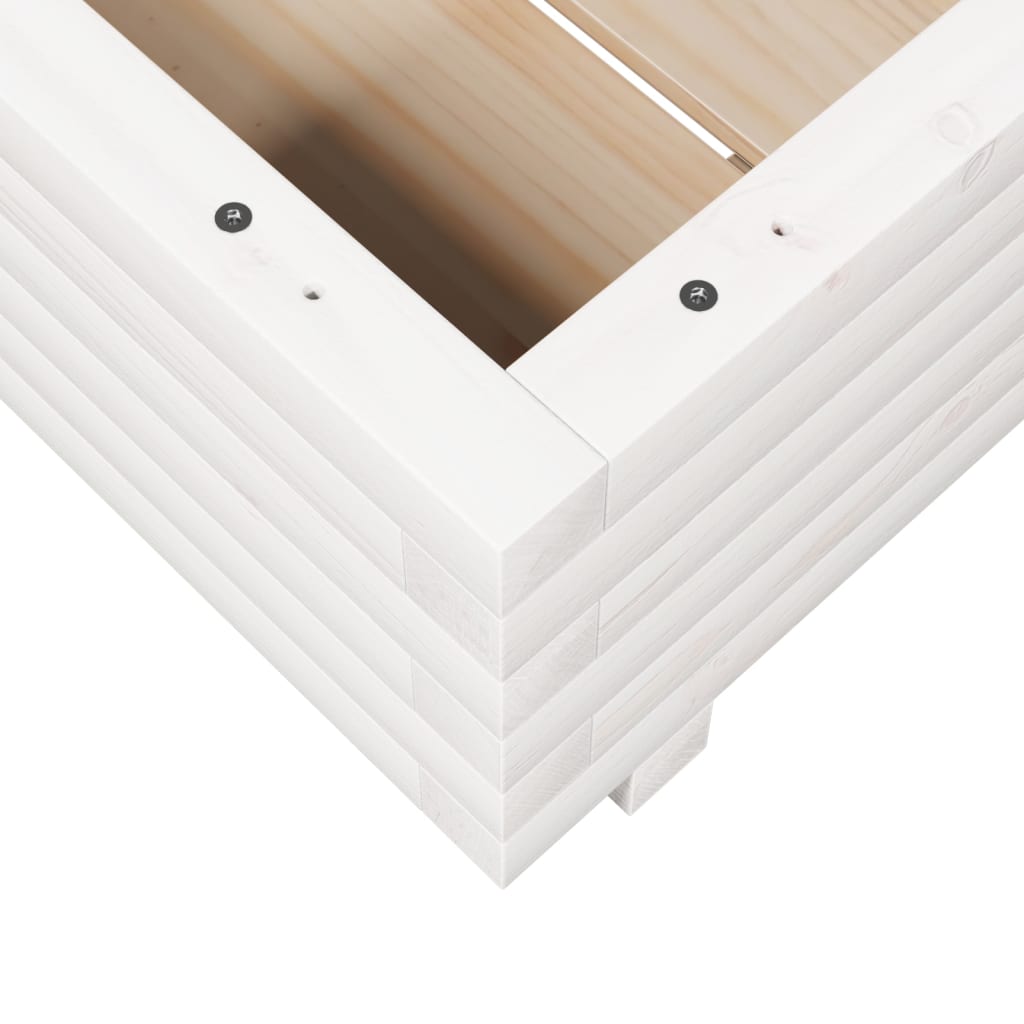 Vrtna sadilica bijela 50x50x26,5 cm od masivne borovine