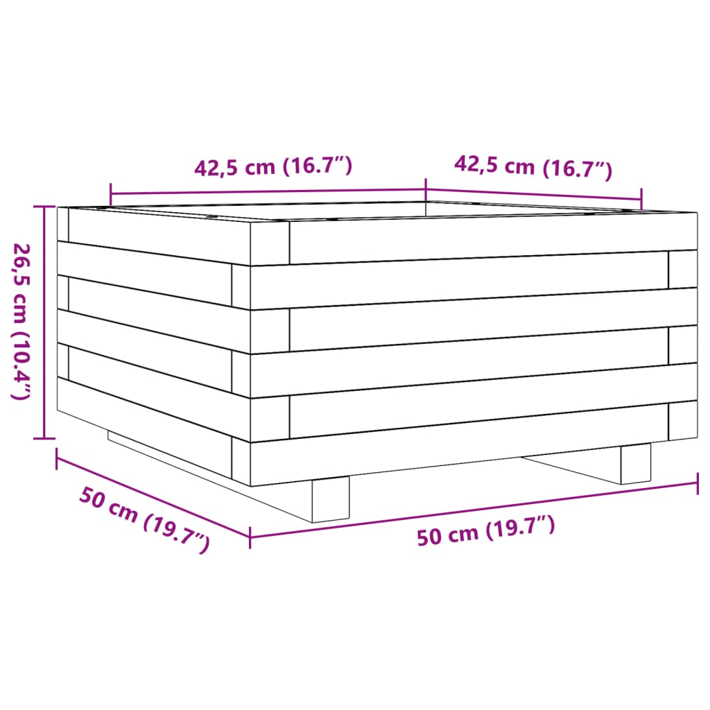 Vrtna sadilica voštano smeđe boje 50x50x26,5 cm od borovine