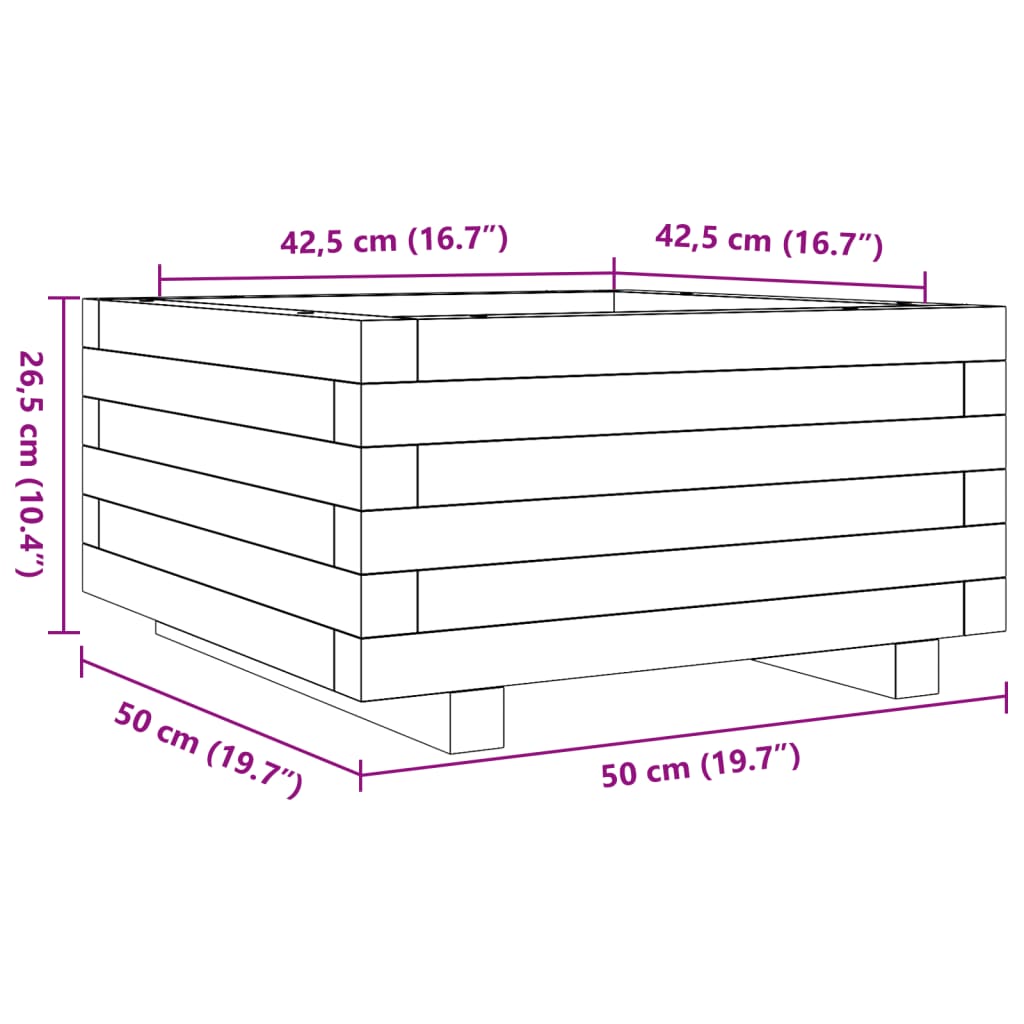 Vrtna sadilica 50x50x26,5 cm od impregnirane borovine