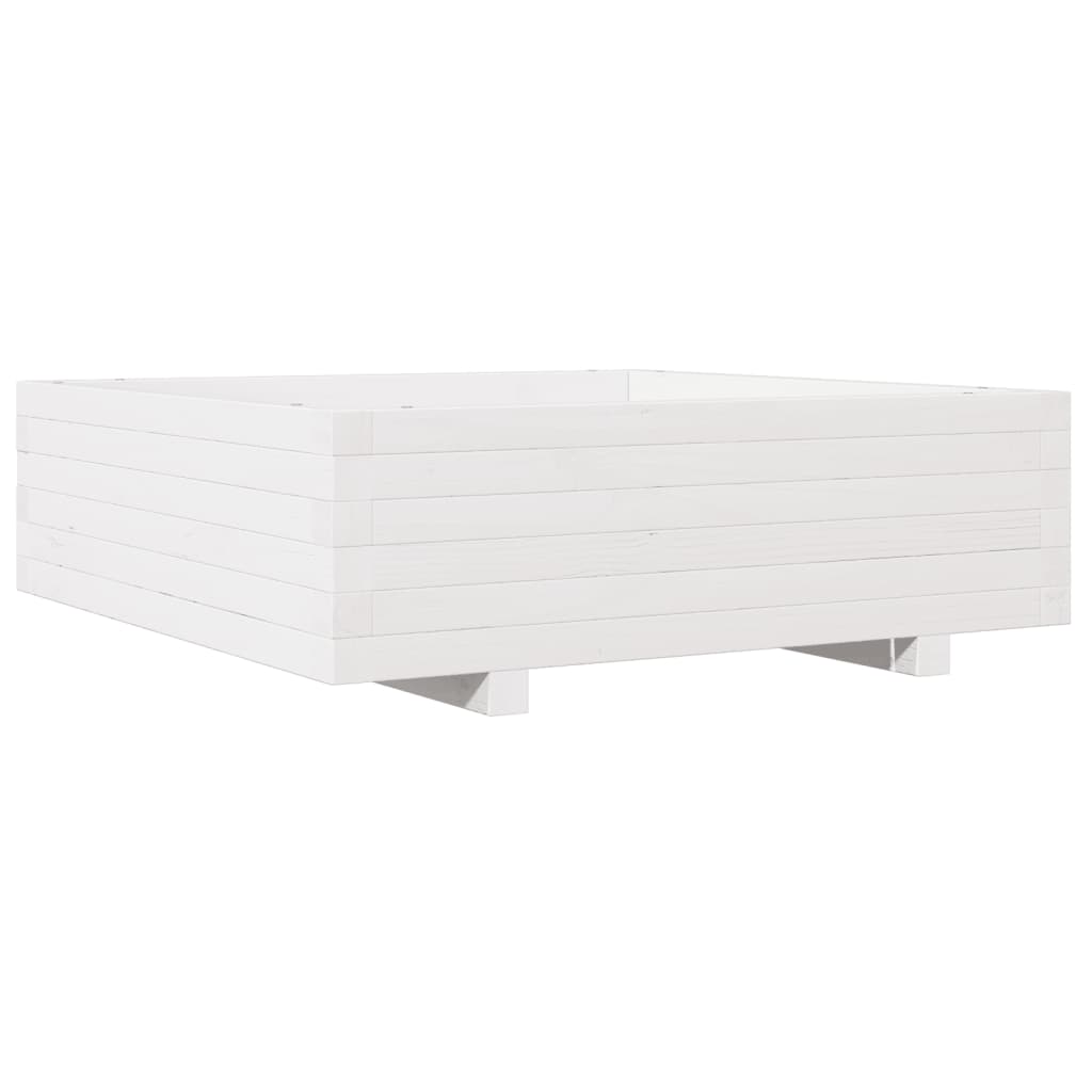Vrtna sadilica bijela 80 x 80 x 26,5 cm od masivne borovine