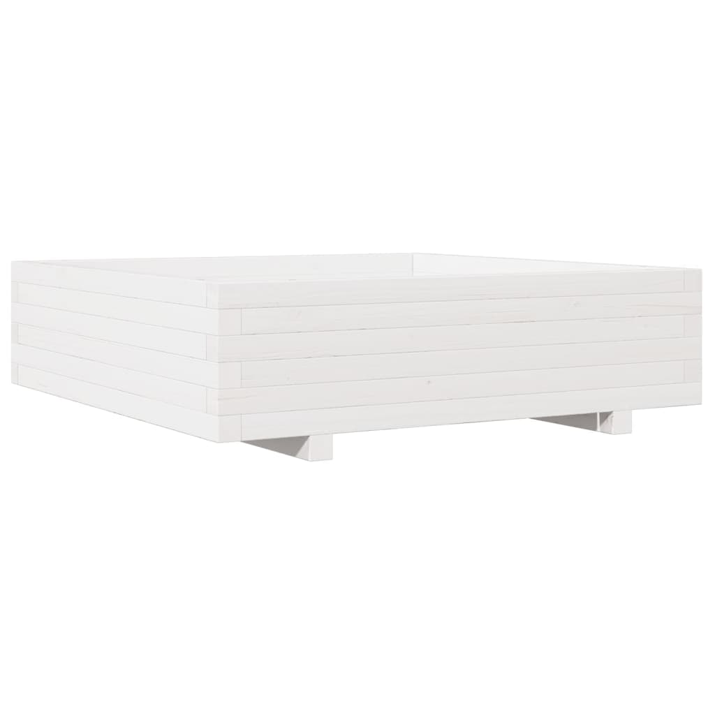 Vrtna sadilica bijela 90x90x26,5 cm od masivne borovine