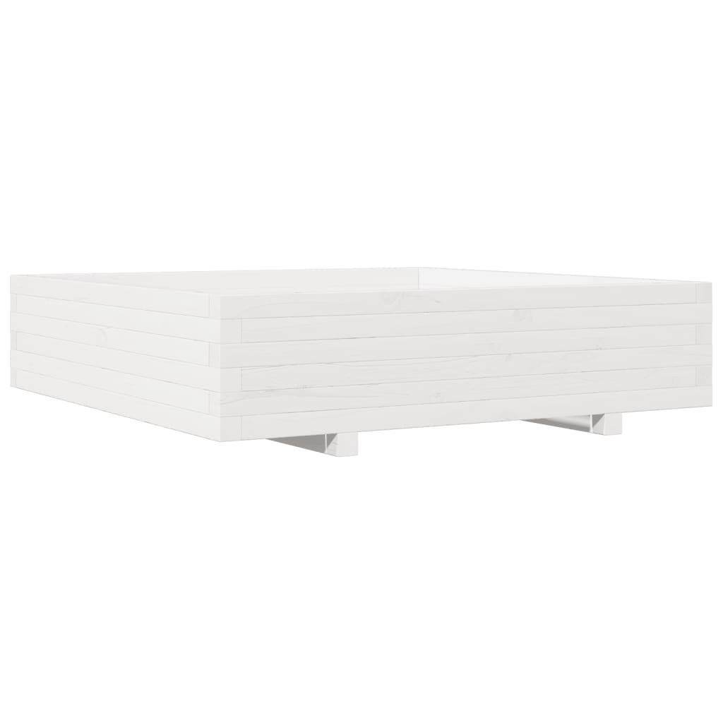 Vrtna sadilica bijela 100x100x26,5 cm od masivne borovine