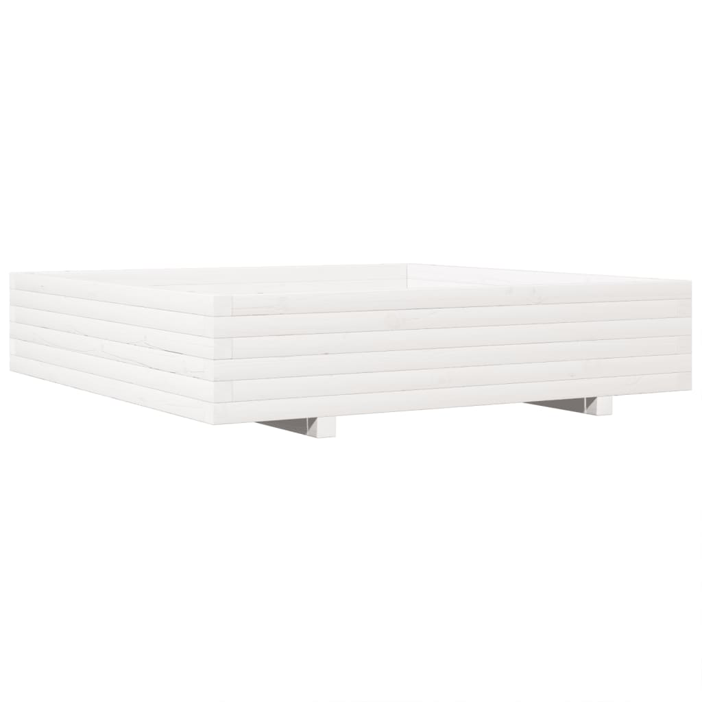 Vrtna sadilica bijela 110 x 110 x 26,5 cm od masivne borovine