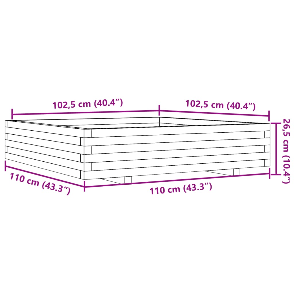Vrtna sadilica 110 x 110 x 26,5 cm od impregnirane borovine