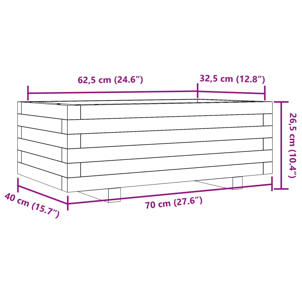 Vrtna sadilica bijela 70 x 40 x 26,5 cm od masivne borovine