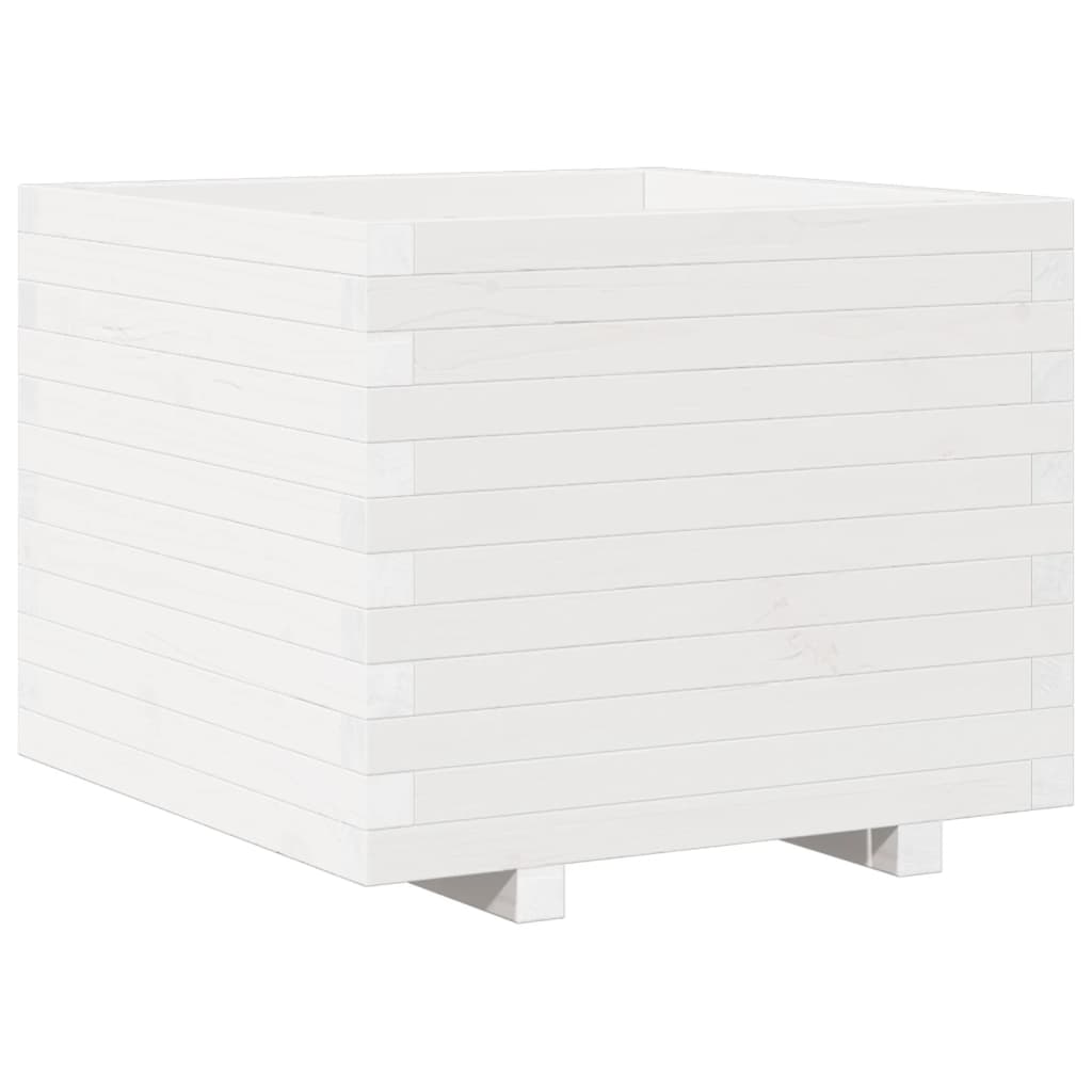 Vrtna sadilica bijela 60x60x49,5 cm od masivne borovine