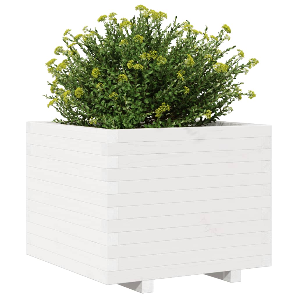 Vrtna sadilica bijela 60x60x49,5 cm od masivne borovine
