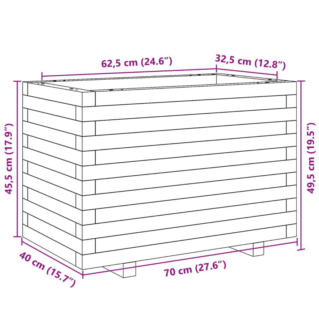 Vrtna sadilica 70x40x49,5 cm od masivne borovine
