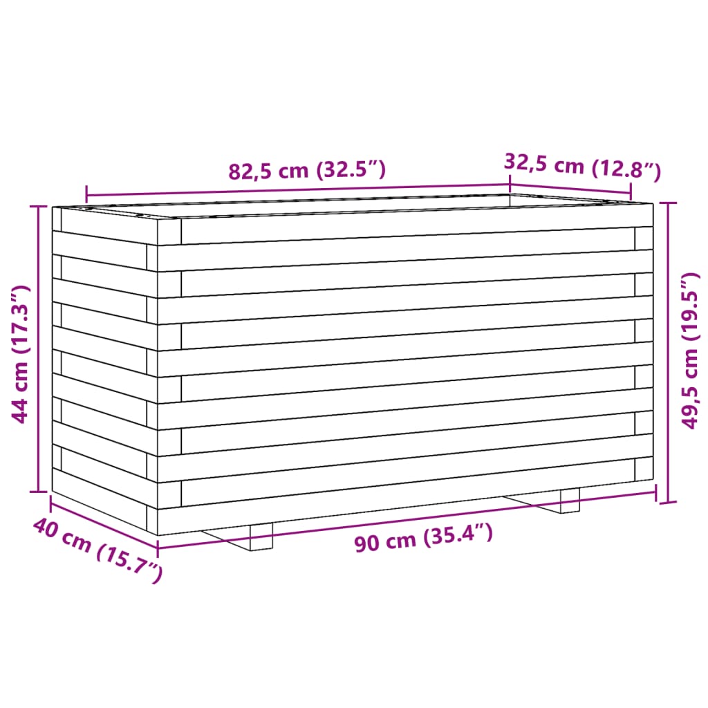 Vrtna sadilica bijela 90x40x49,5 cm od masivne borovine