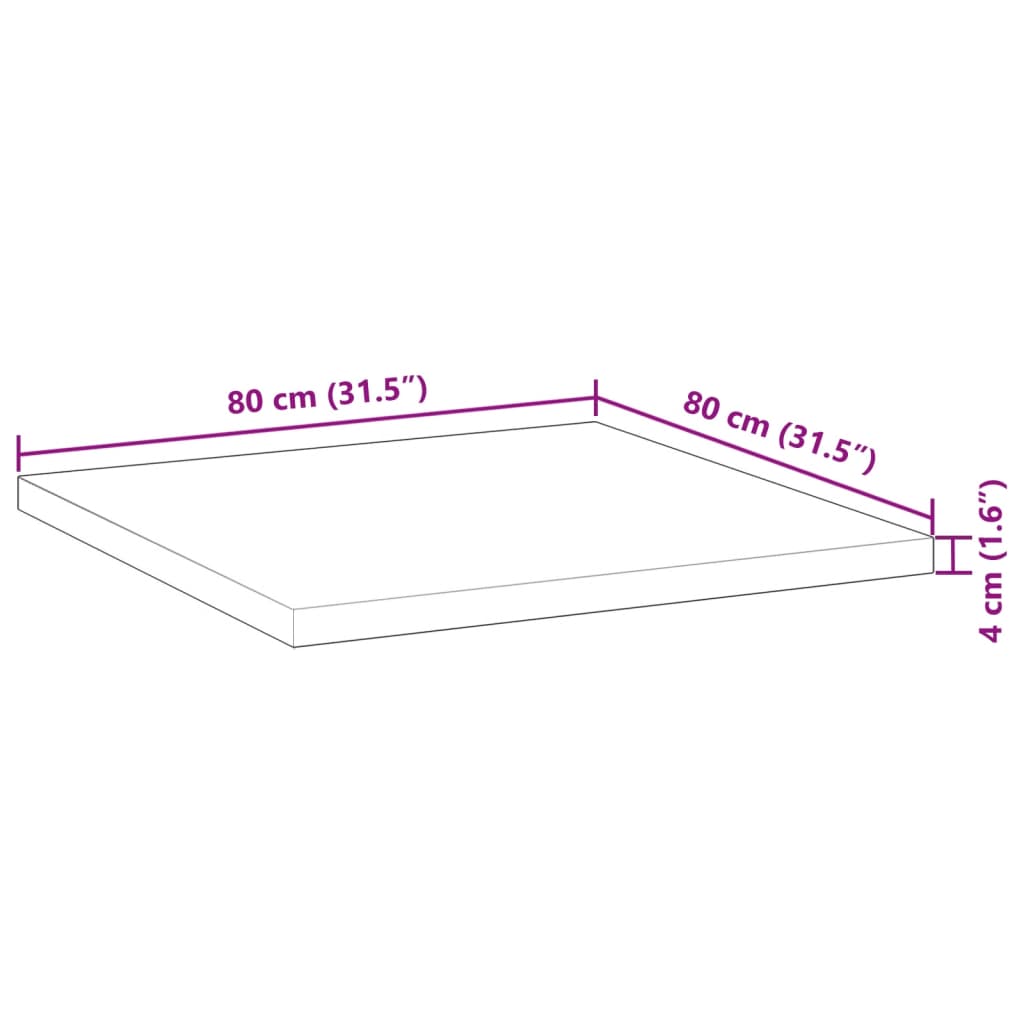 Stolna ploča četvrtasta 80x80x4 cm od masivnog drva bagrema